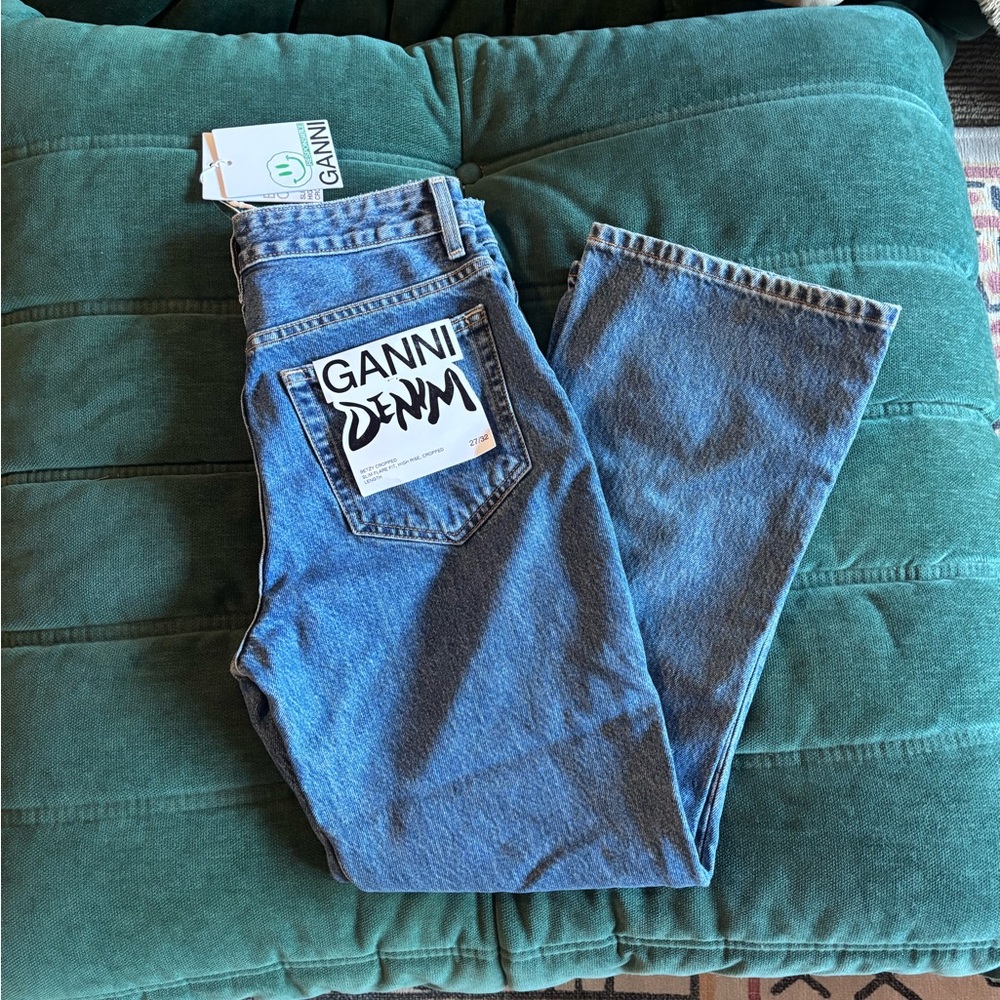 Ganni “Betsy Cropped” Blue Denim Pants